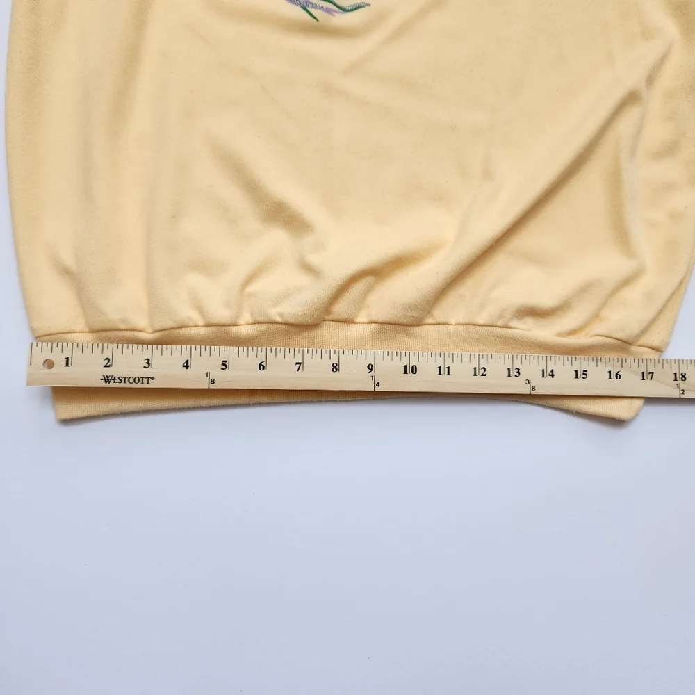 Vintage Haband For Her 80s 90 Granny Yellow Top Purple Collar Short Sleeve Large - Picture 16 of 17